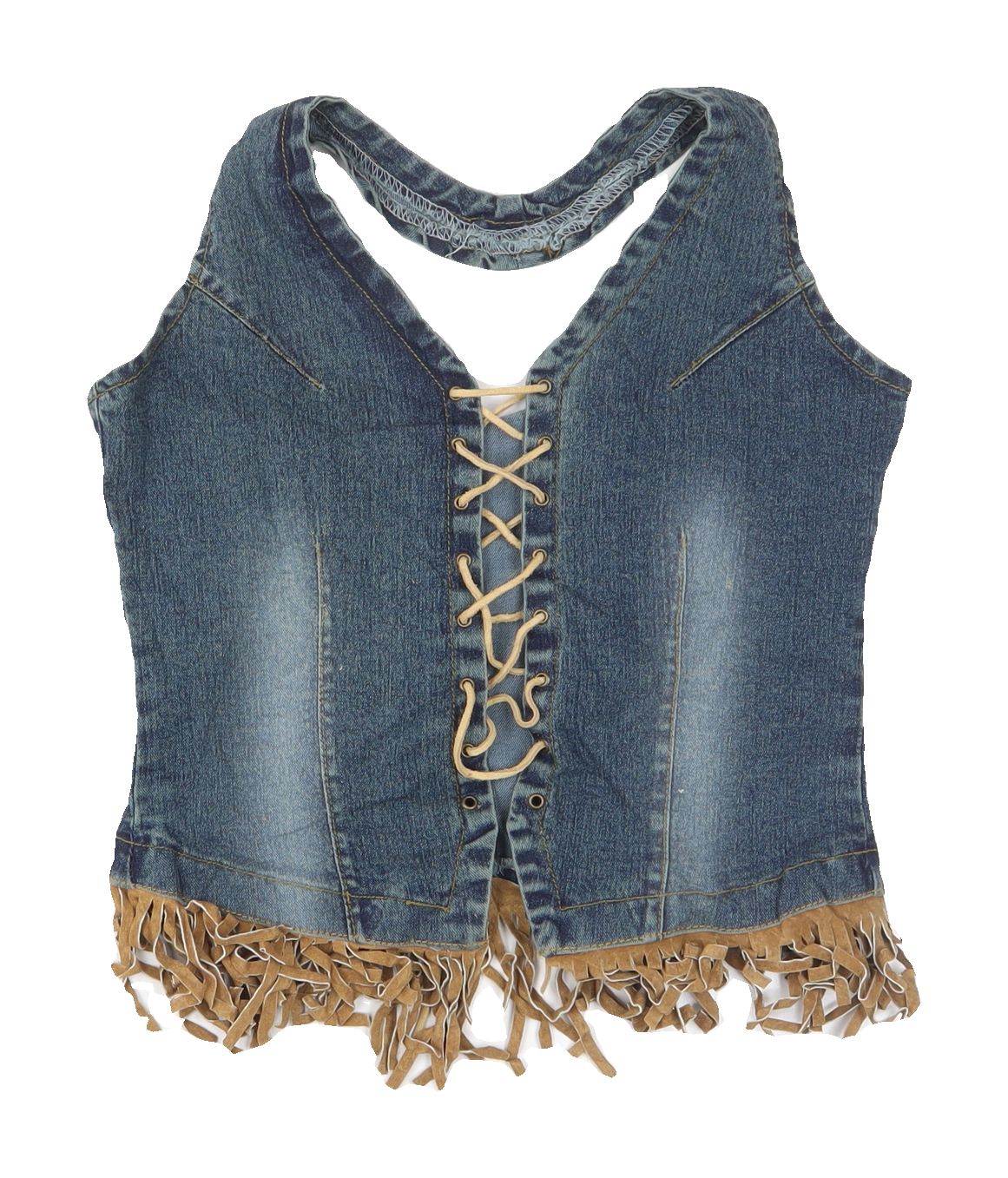 Dare Women's Blue Denim Fringe Camisole, Size 10
