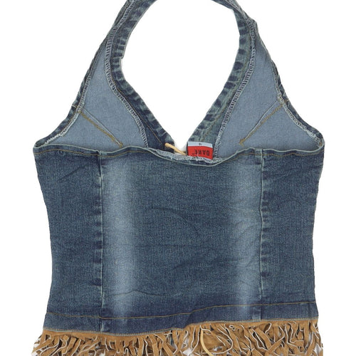 Dare Women's Blue Denim Fringe Camisole, Size 10