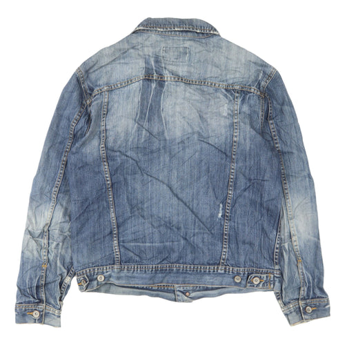 Topman Men's Blue Denim Bomber Jacket L Casual