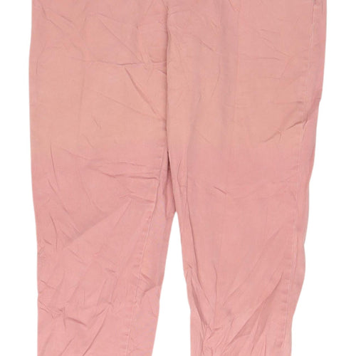 F&F Women's Pink Cropped Jeans, Size 12, Button Accent