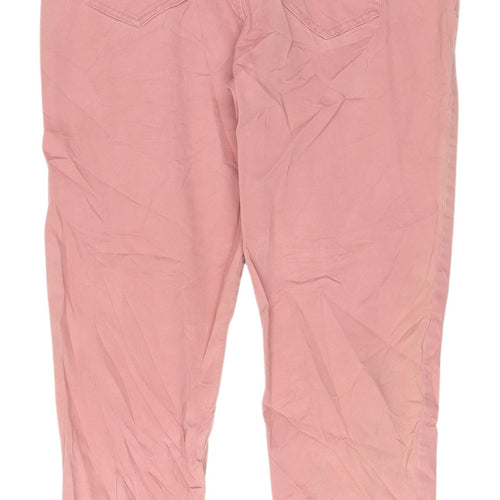 F&F Women's Pink Cropped Jeans, Size 12, Button Accent
