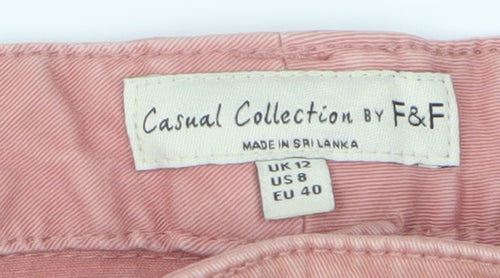 F&F Women's Pink Cropped Jeans, Size 12, Button Accent