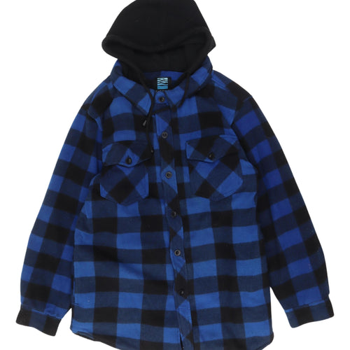 Sierra Men's Blue Check Hooded Jacket Flannel S