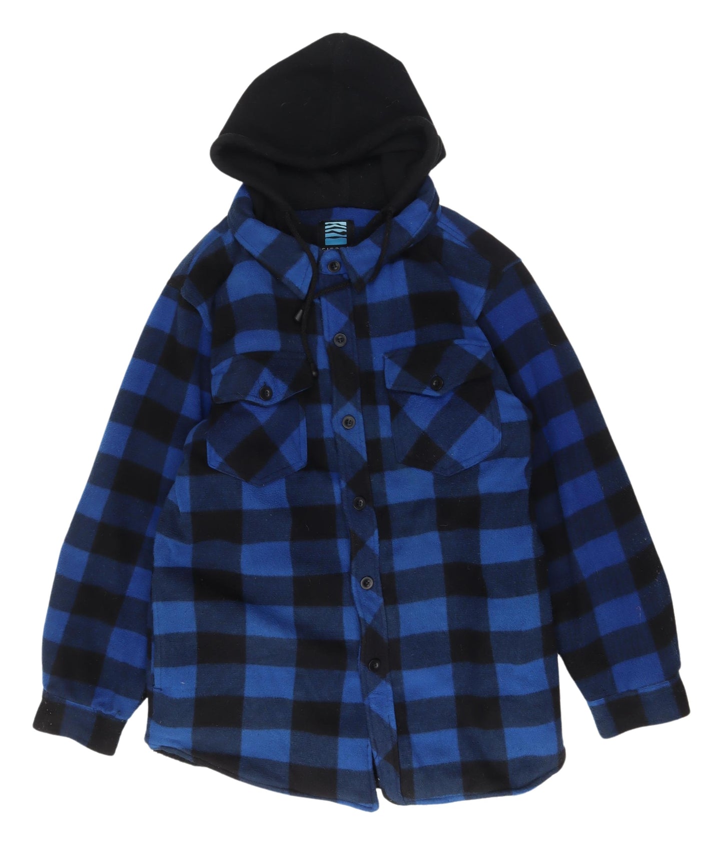 Sierra Men's Blue Check Hooded Jacket Flannel S