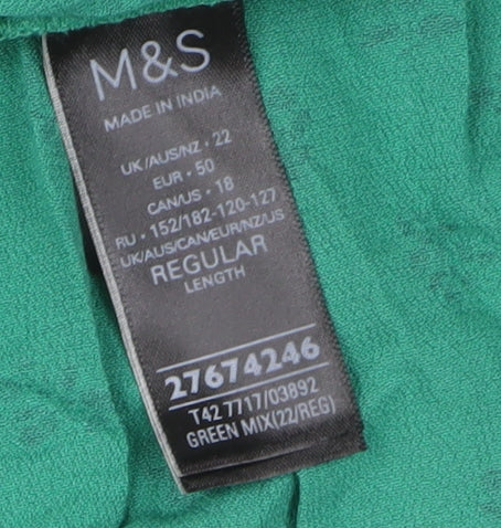 Marks and Spencer Women's Green Midi Floral Dress Size 22