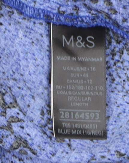 Marks & Spencer Women's Blue Animal Print Shirt Dress