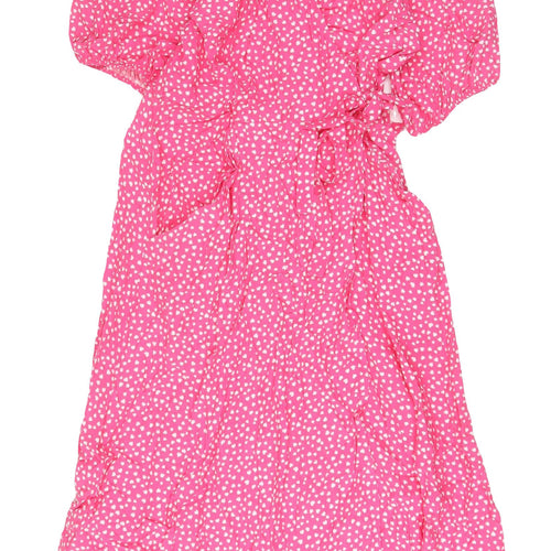 Marks and Spencer Women's Pink Polka Dot Midi Wrap Dress