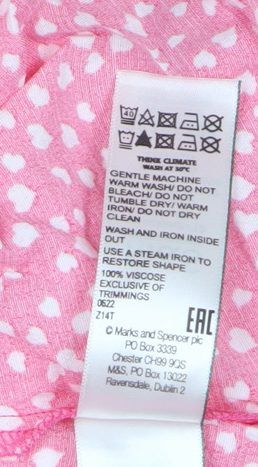 Marks and Spencer Women's Pink Polka Dot Midi Wrap Dress