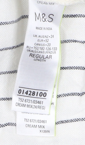 Marks and Spencer Women's Ivory Striped Shift Dress Size 24