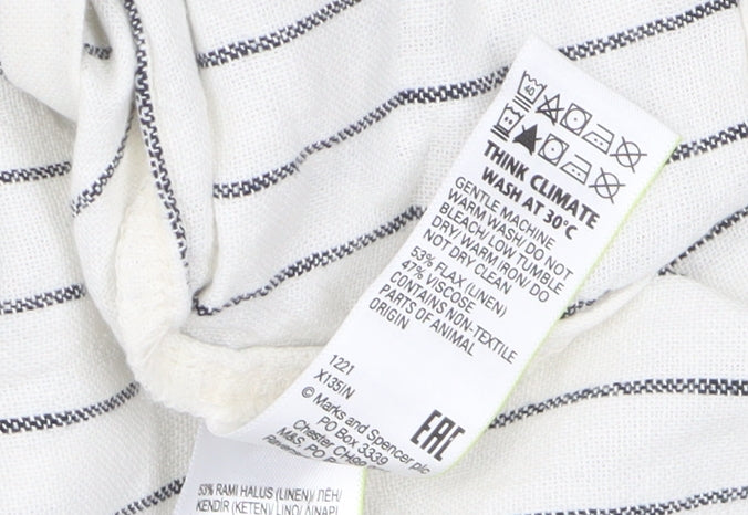 Marks and Spencer Women's Ivory Striped Shift Dress Size 24