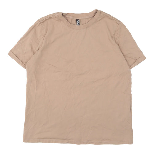 Pieces Women Beige M Basic T-Shirt Short Sleeve Casual