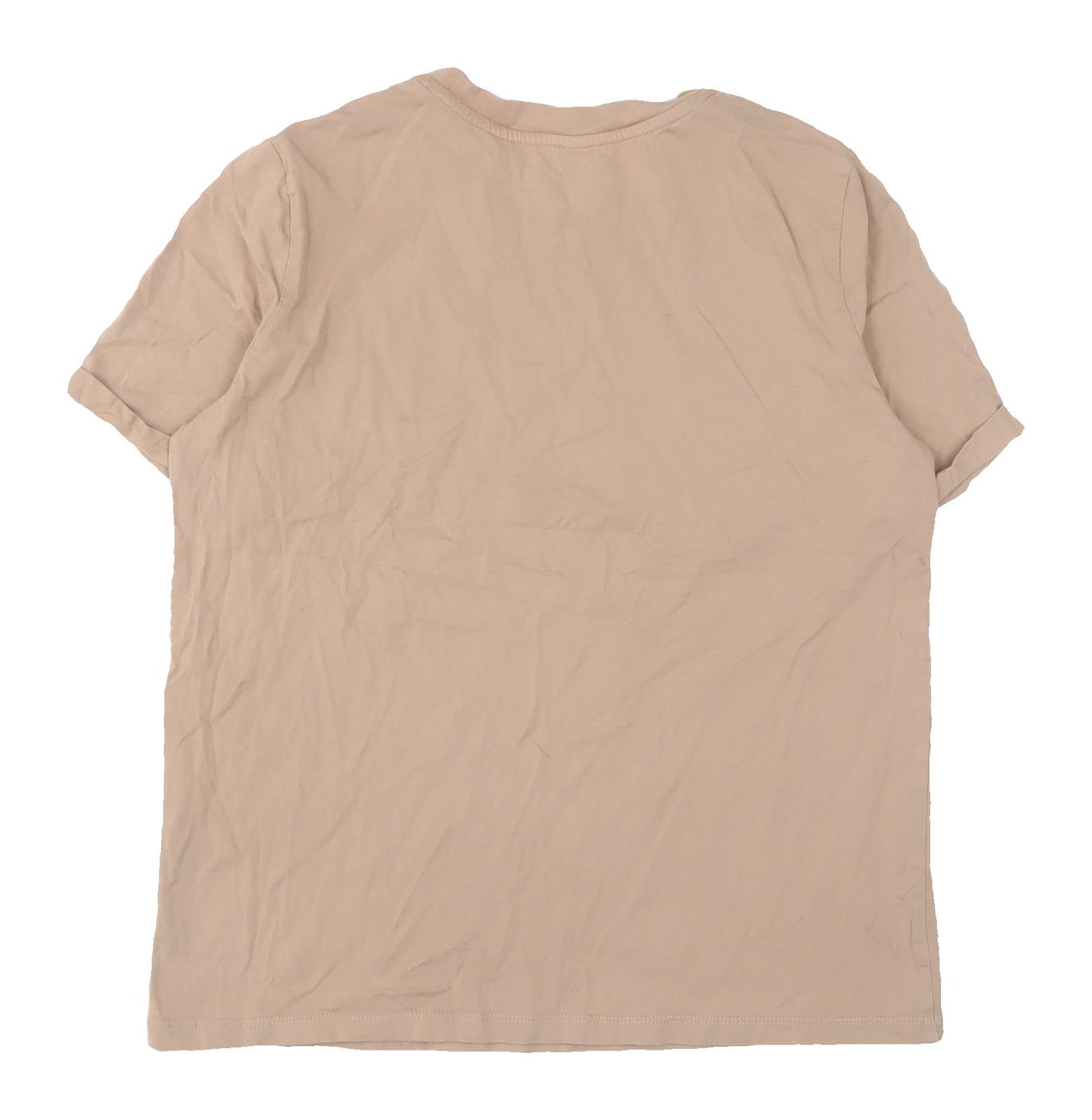 Pieces Women Beige M Basic T-Shirt Short Sleeve Casual