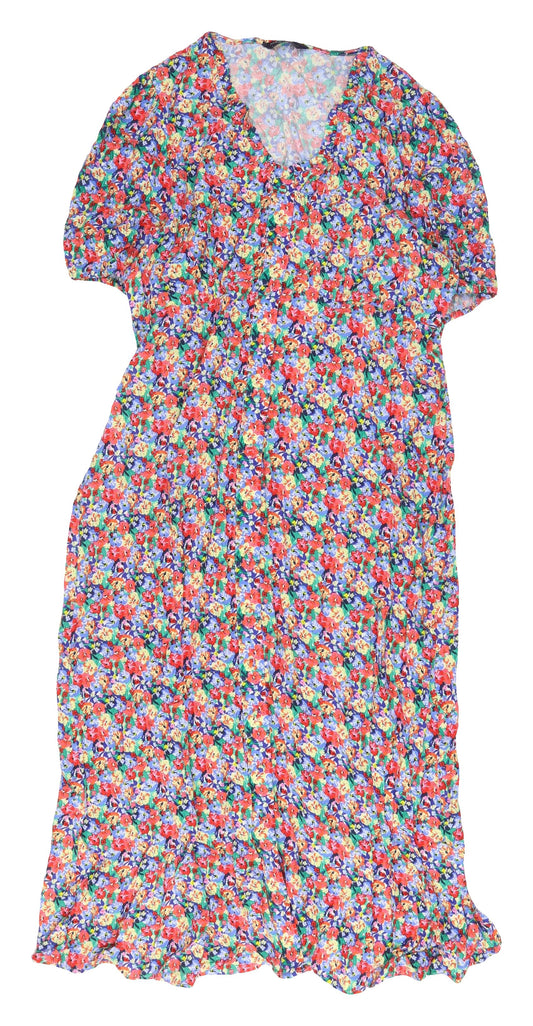 Marks and Spencer Women's Multicoloured Floral Shift Dress Size 16