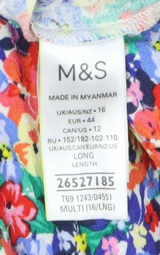 Marks and Spencer Women's Multicoloured Floral Shift Dress Size 16