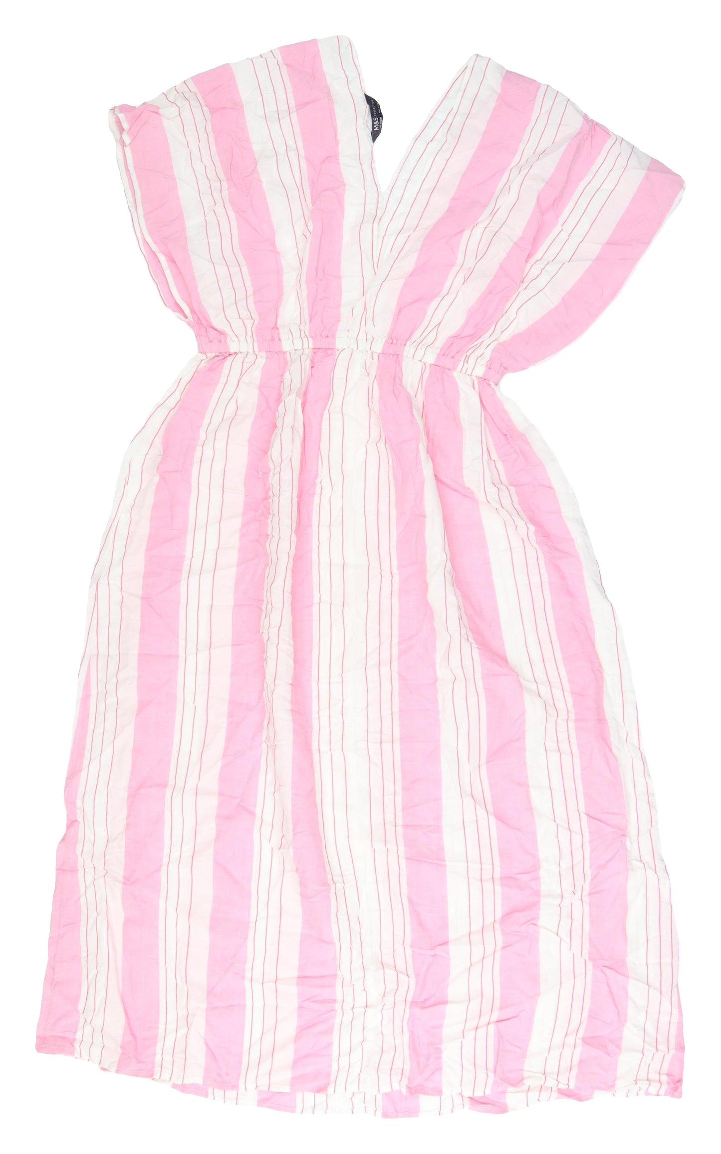 Marks and Spencer Women's Pink Striped Midi Dress M