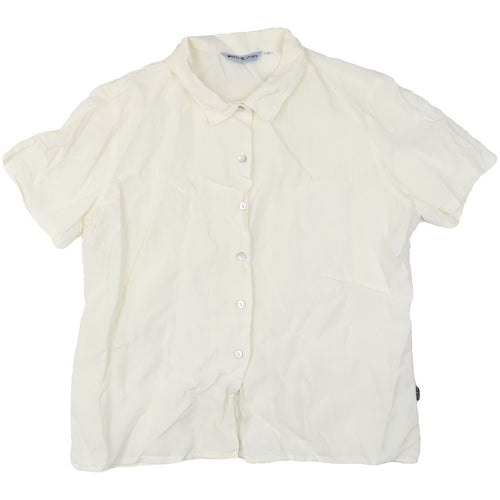 White Stuff Women's Ivory Linen Button-Up Shirt - Size 4