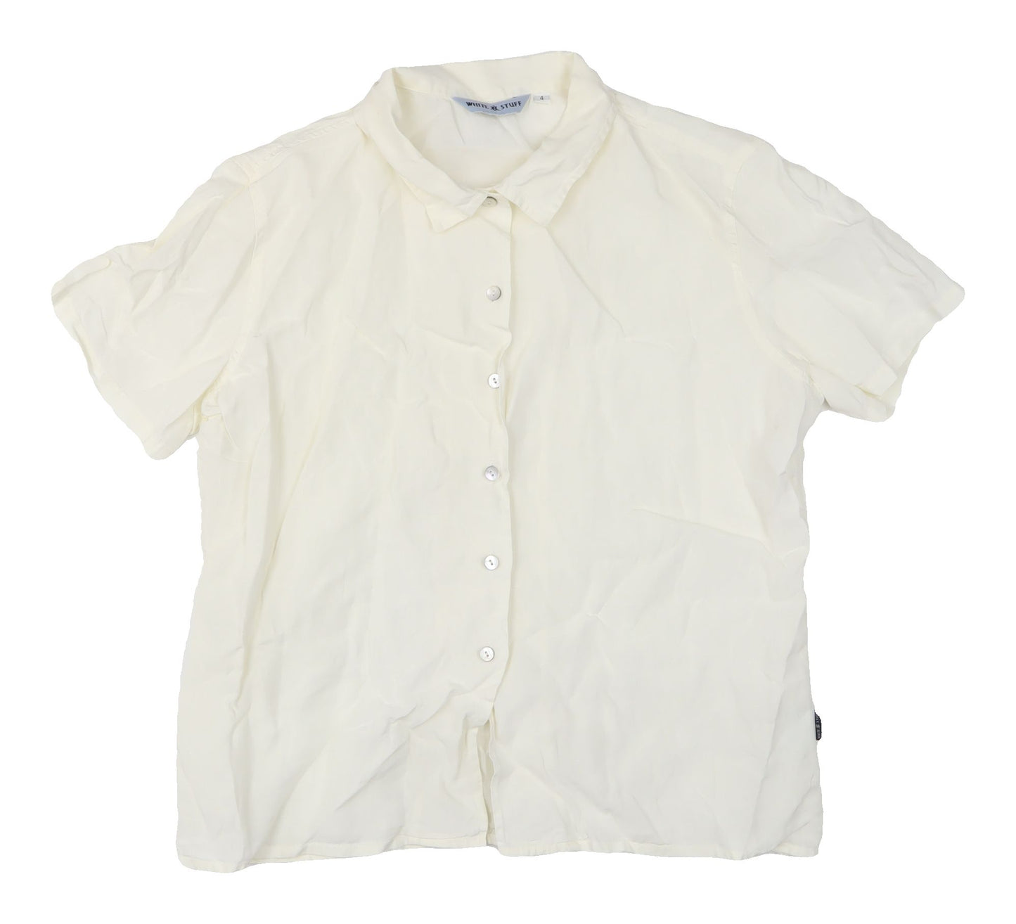 White Stuff Women's Ivory Linen Button-Up Shirt - Size 4