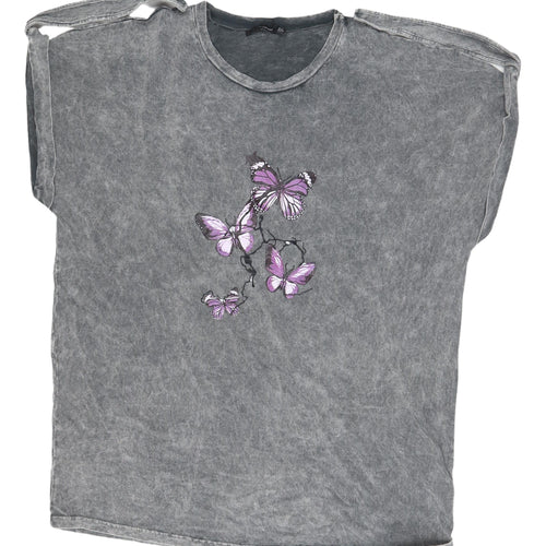 boohoo Women's Grey Butterfly T-Shirt Size 22