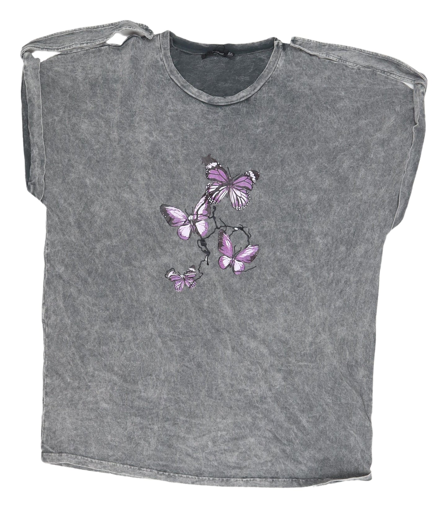 boohoo Women's Grey Butterfly T-Shirt Size 22