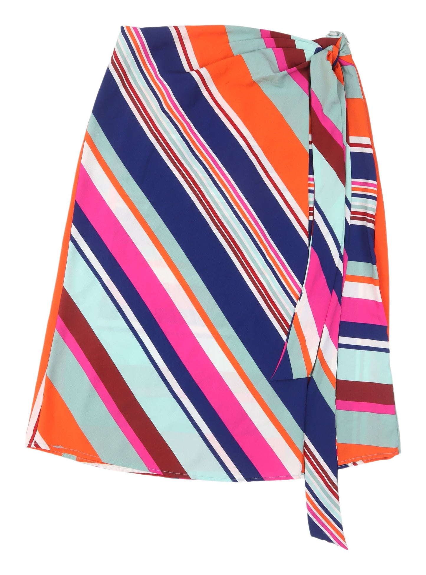 V by Very Multicoloured Striped Wrap Skirt, Size 14
