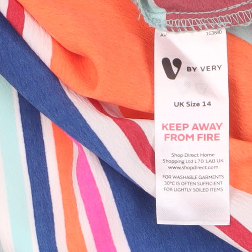 V by Very Multicoloured Striped Wrap Skirt, Size 14