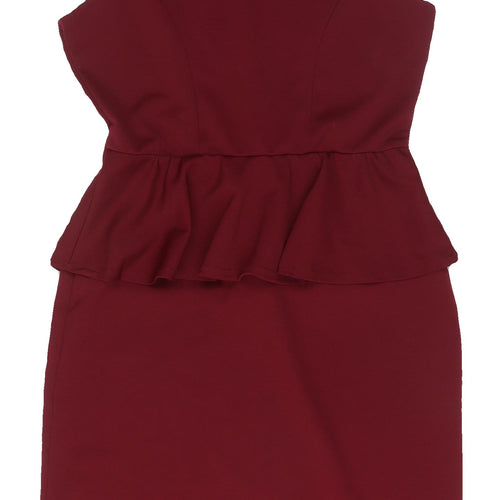 Boohoo Women's Red Peplum Dress, Size 16