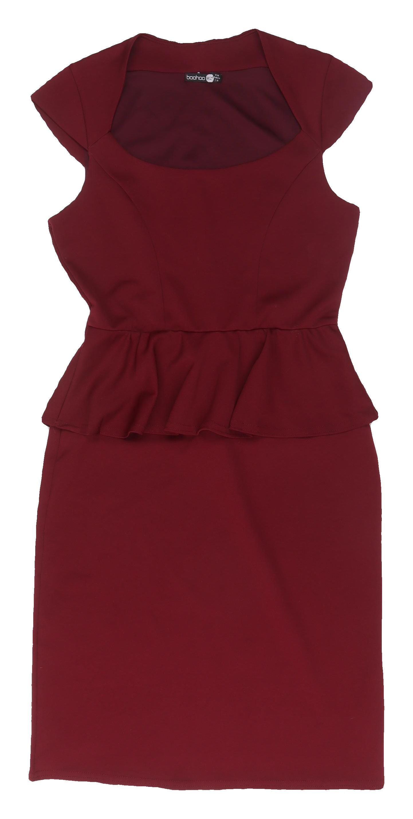 Boohoo Women's Red Peplum Dress, Size 16