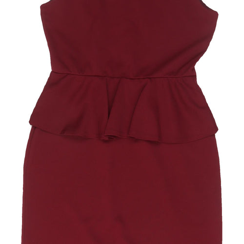 Boohoo Women's Red Peplum Dress, Size 16
