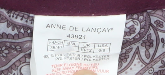 Anne de Lancay Women's Purple Mid-Length Coat Size 10