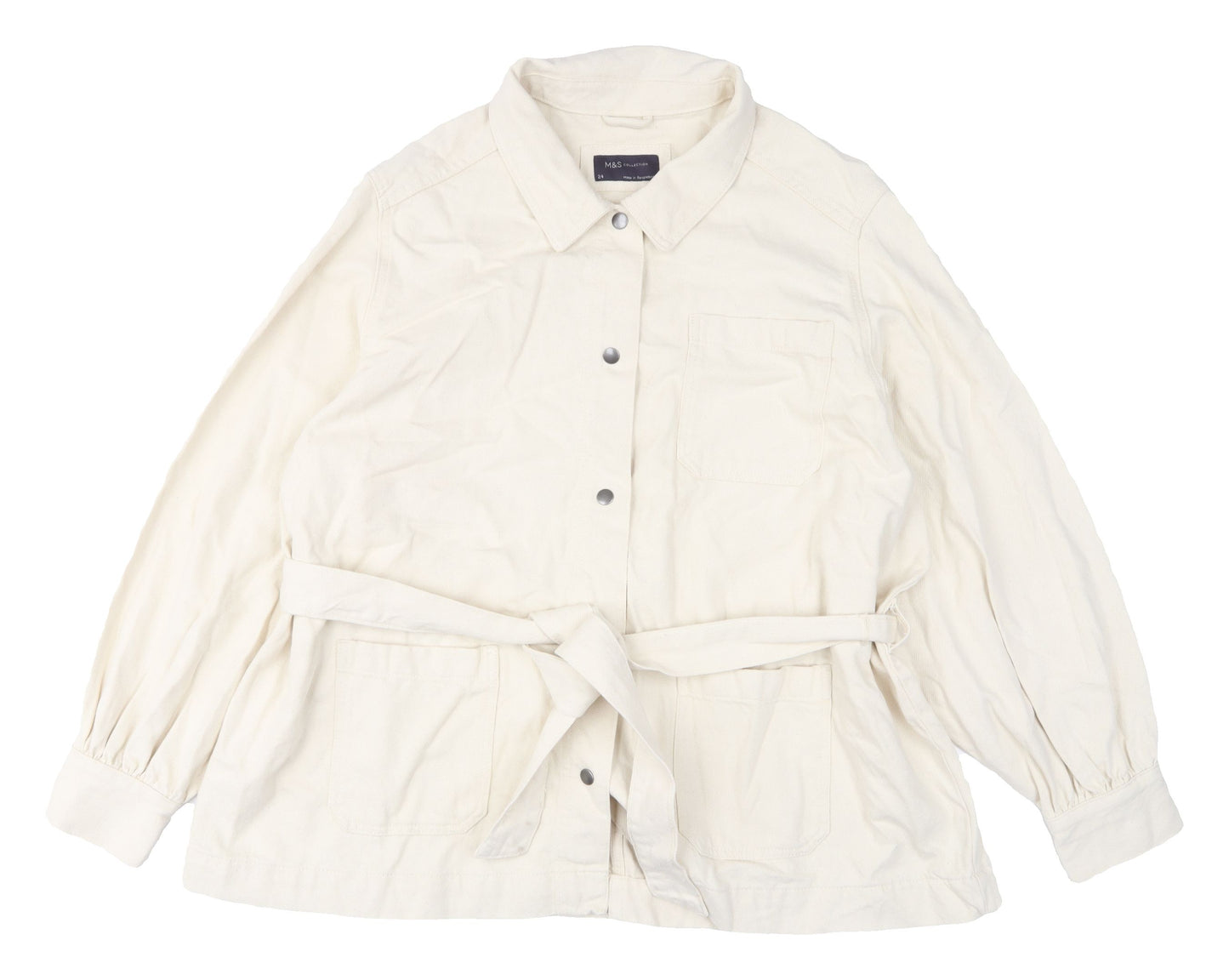 Marks and Spencer Women's Ivory Cotton Belted Jacket