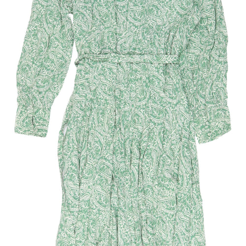 Marks and Spencer Green Paisley Wrap Dress, Size 24