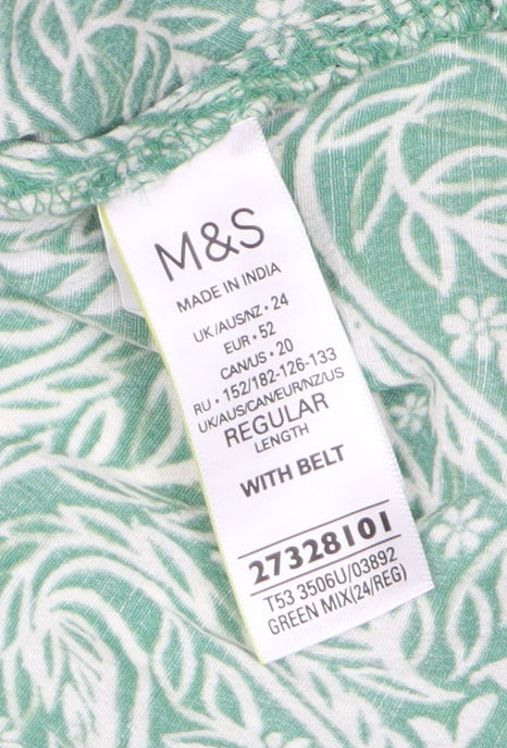 Marks and Spencer Green Paisley Wrap Dress, Size 24