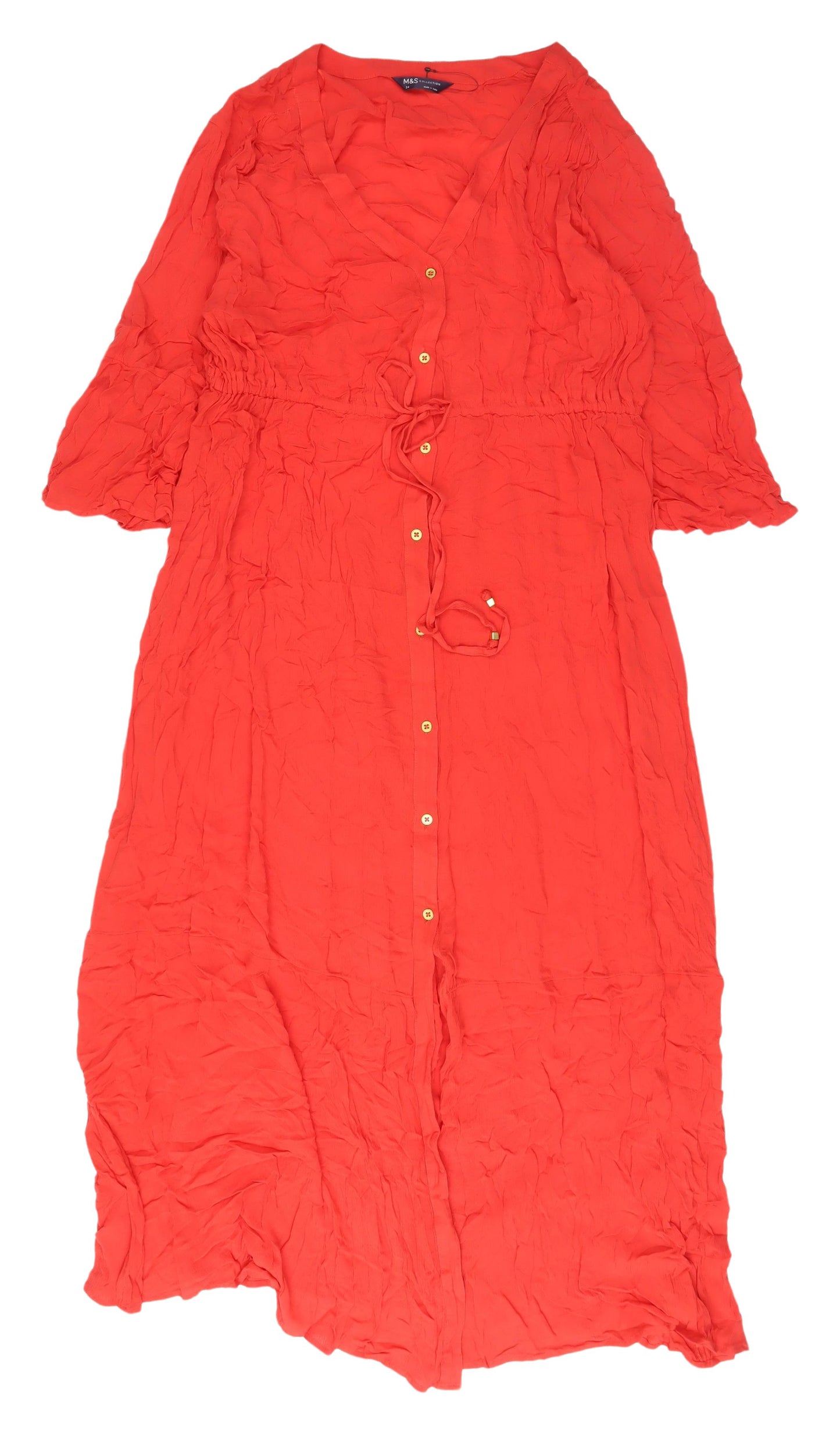 Marks and Spencer Women's Red Viscose Dress, Size 24