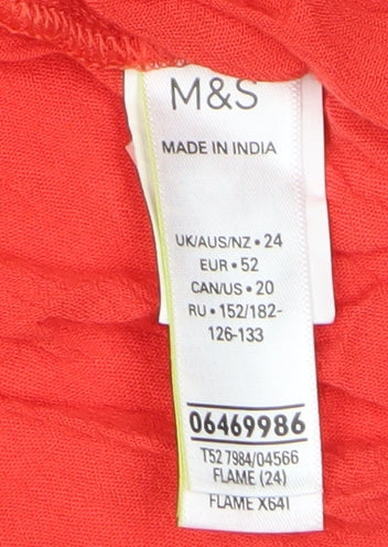 Marks and Spencer Women's Red Viscose Dress, Size 24