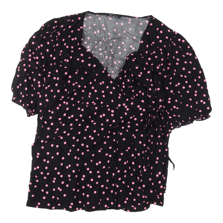 Marks and Spencer Women's Black Polka Dot Wrap Blouse