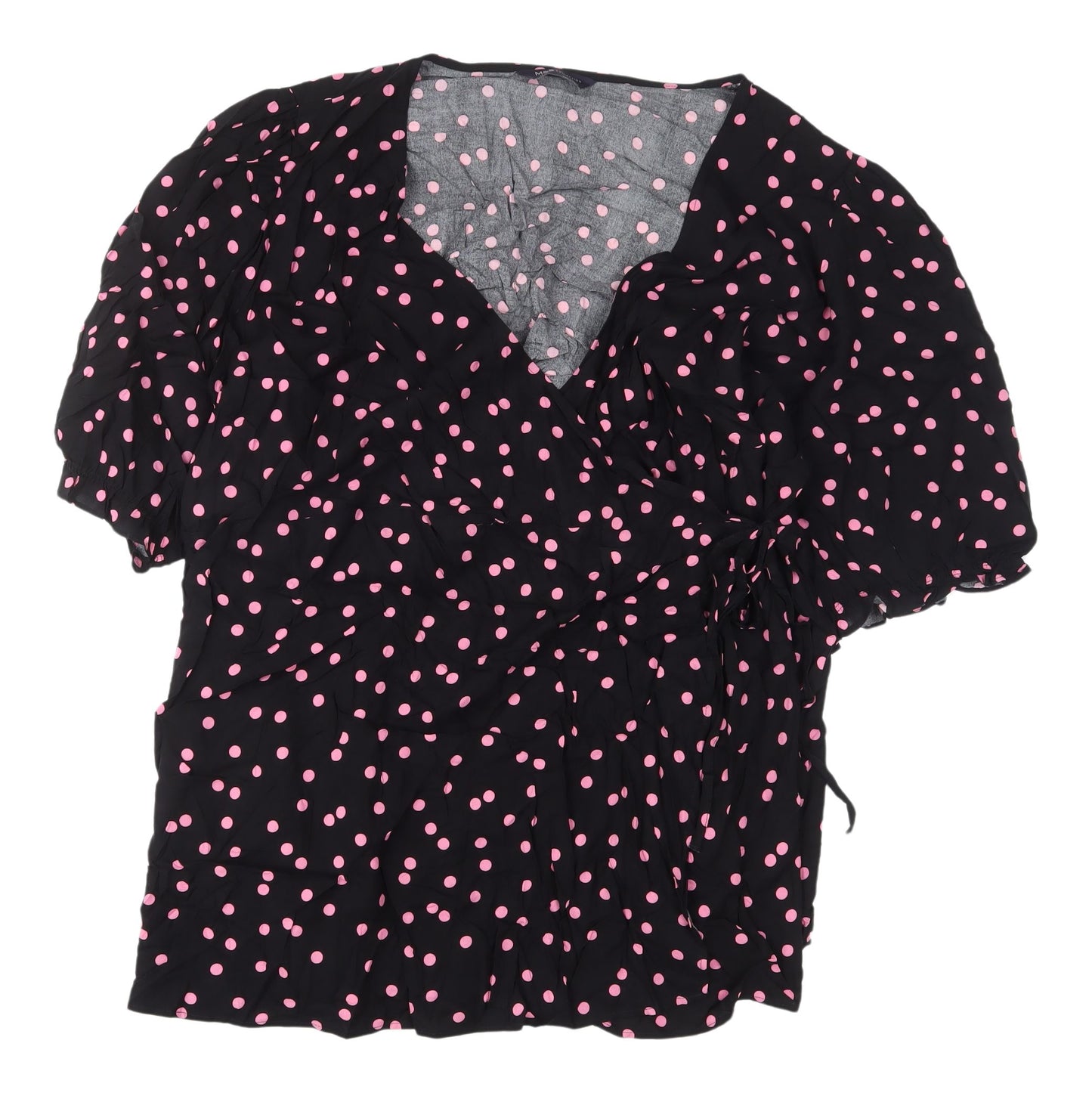 Marks and Spencer Women's Black Polka Dot Wrap Blouse