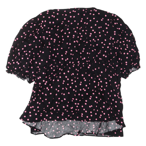 Marks and Spencer Women's Black Polka Dot Wrap Blouse