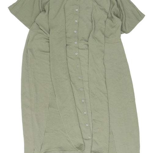 Marks & Spencer Green Shirt Dress - Size 14, Spring Classic