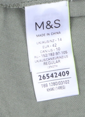 Marks & Spencer Green Shirt Dress - Size 14, Spring Classic