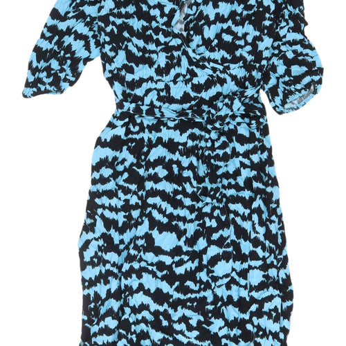 Marks and Spencer Women's Blue Wrap Midi Dress, Size 10