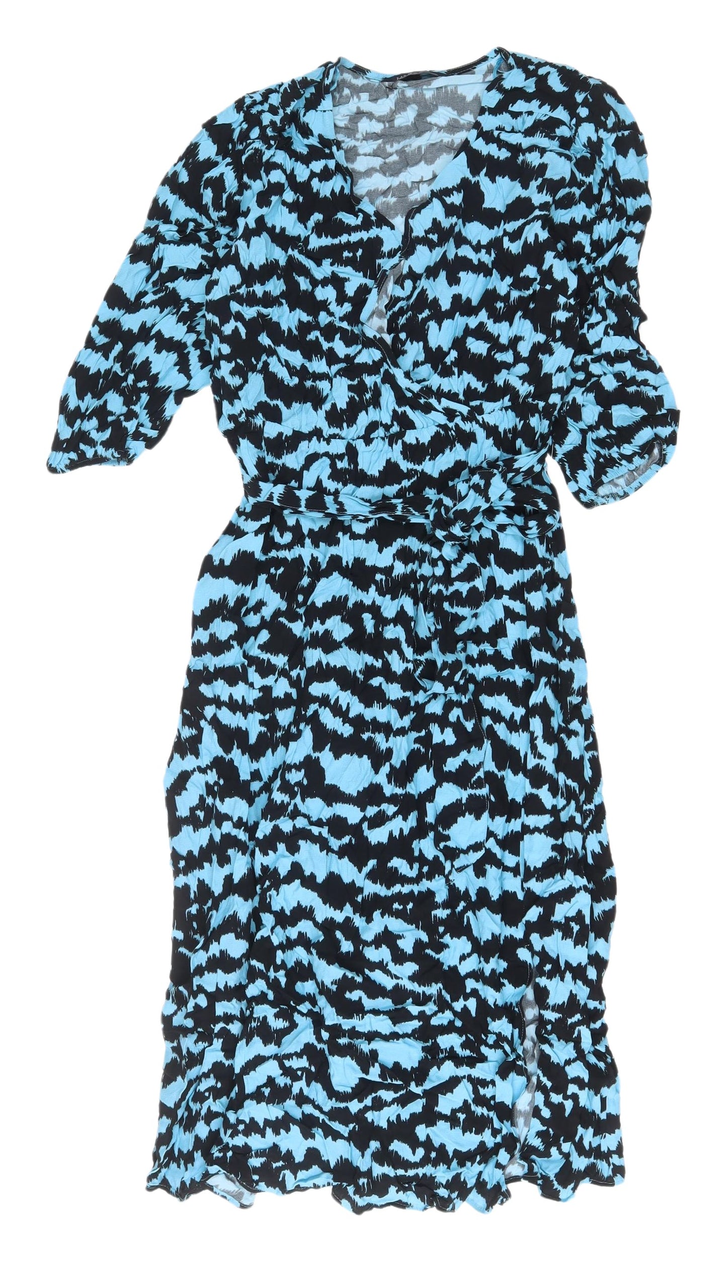 Marks and Spencer Women's Blue Wrap Midi Dress, Size 10