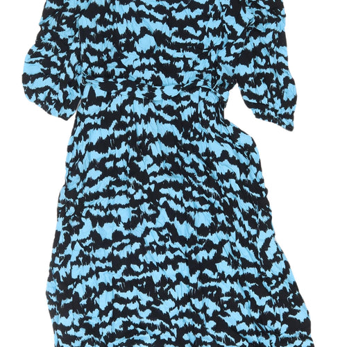 Marks and Spencer Women's Blue Wrap Midi Dress, Size 10