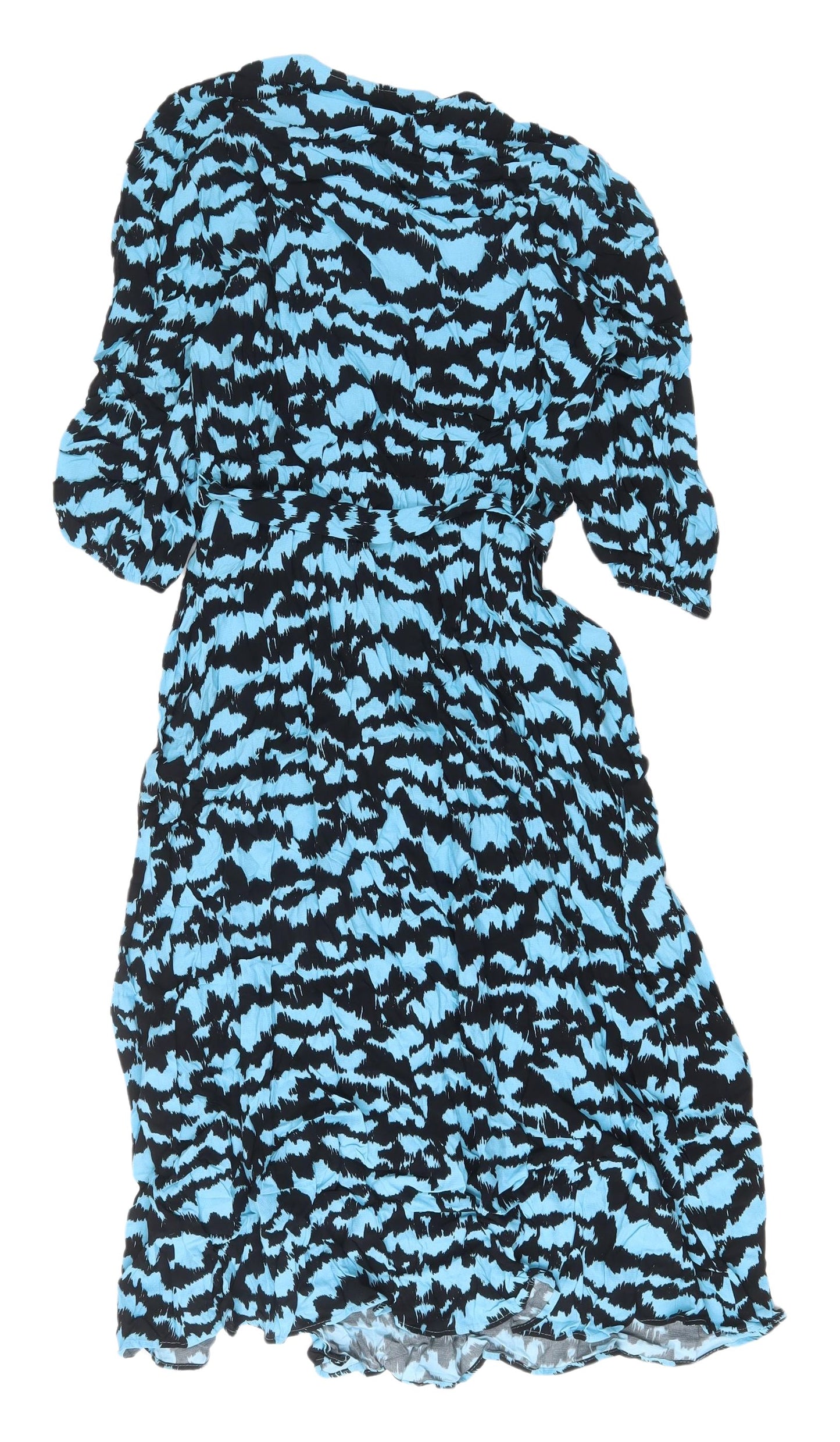 Marks and Spencer Women's Blue Wrap Midi Dress, Size 10