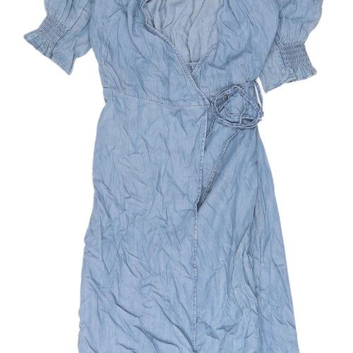 Marks and Spencer Women's Blue Wrap Dress Size 8