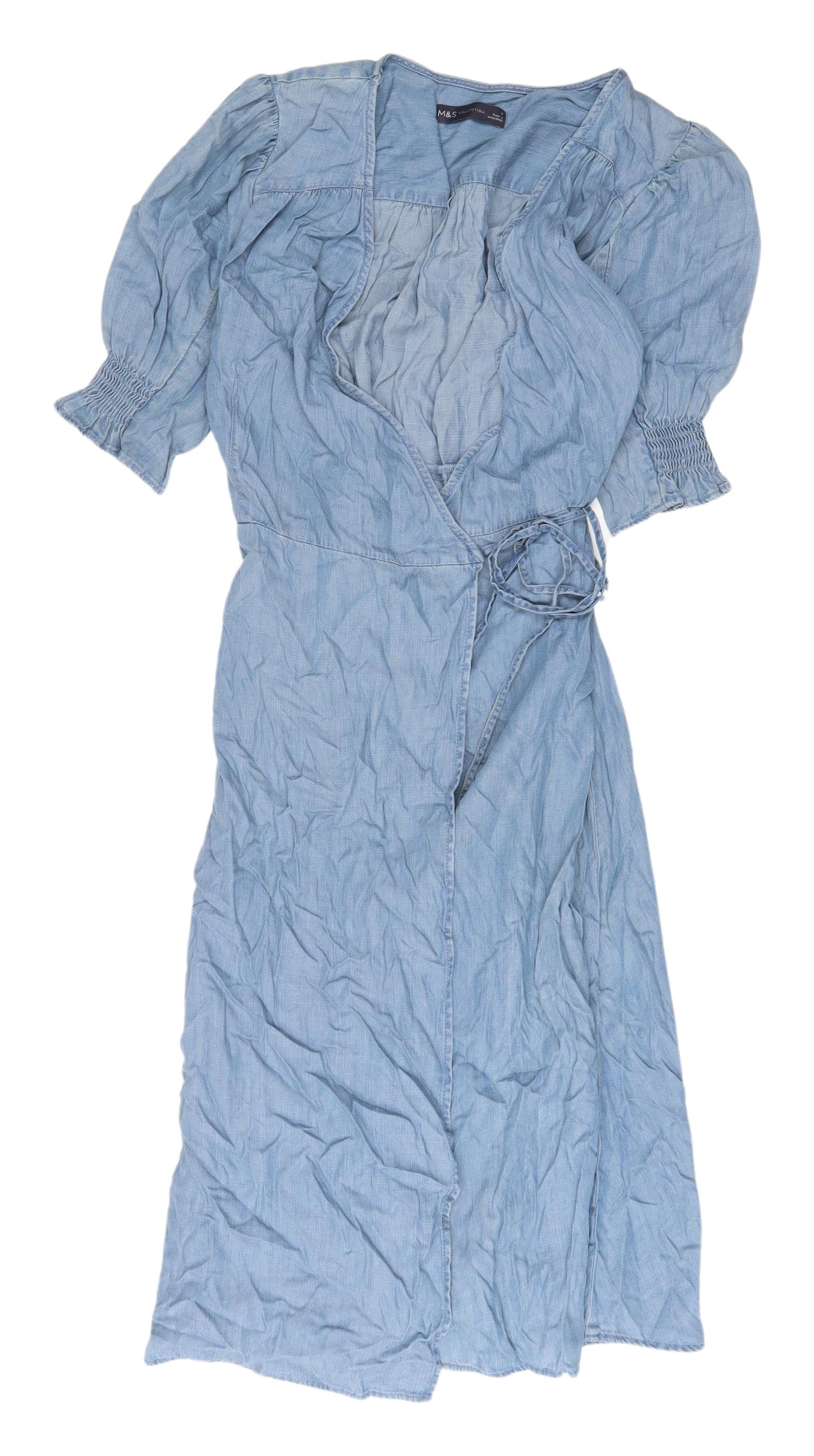 Marks and Spencer Women's Blue Wrap Dress Size 8