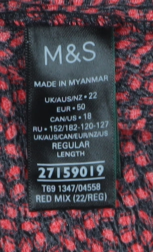 Marks and Spencer Red A-Line Midi Dress Size 22