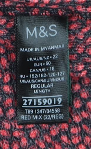 Marks and Spencer Red A-Line Midi Dress Size 22
