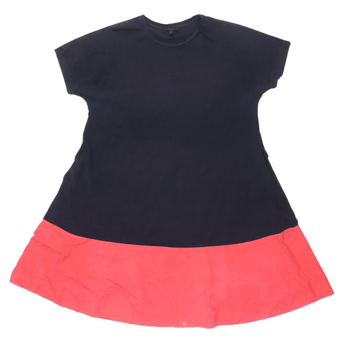 COS Women's Navy and Red Colourblock A-Line Dress, Size UK 8
