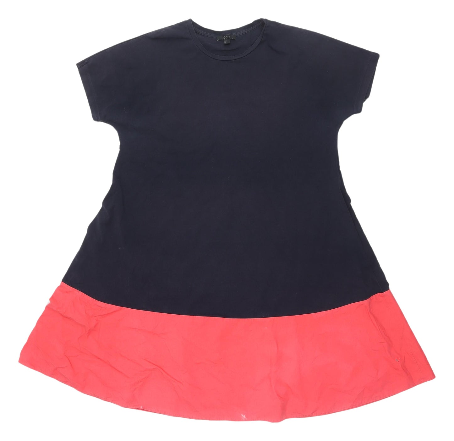 COS Women's Navy and Red Colourblock A-Line Dress, Size UK 8