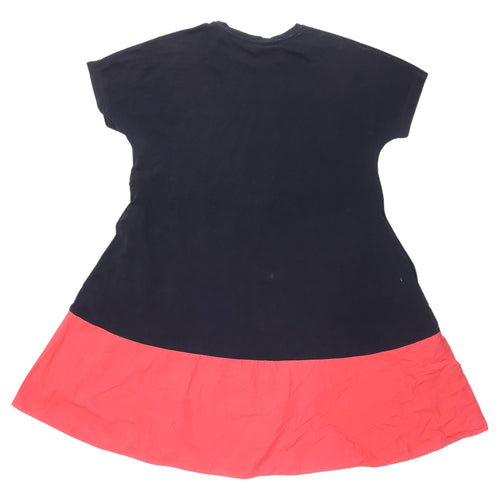 COS Women's Navy and Red Colourblock A-Line Dress, Size UK 8
